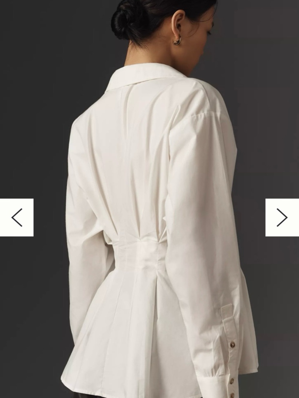 Anthropologie Cream Button-Front Peplum Blouse with Black Belt Accent - Picture 2 of 7